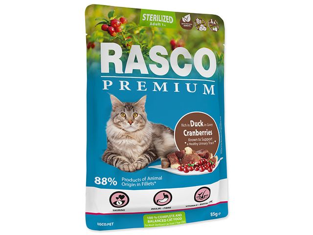 Obrázek produktu Kapsička Rasco Premium Cat Adult Sterilized Duck in Gravy 85g