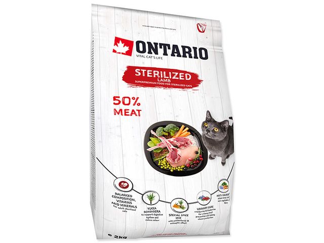 Obrázek produktu Granule pro kočky Ontario Cat Sterilised Lamb 2kg