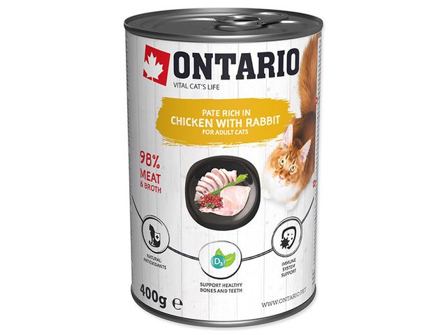 Obrázek produktu Konzerva Ontario Chicken with Rabbit flavoured with Cranberries 400g