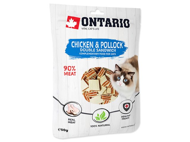 Obrázek produktu Pamlsek Ontario Chicken and Pollock Double Sandwich 50g
