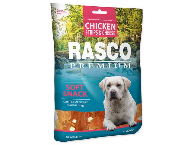 Obrázek produktu Pochoutka Rasco Premium proužky kuřecí se sýrem 230g
