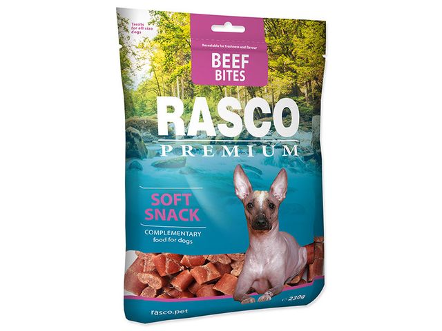 Obrázek produktu Pochoutka Rasco Premium kousky z hovězího masa 230g