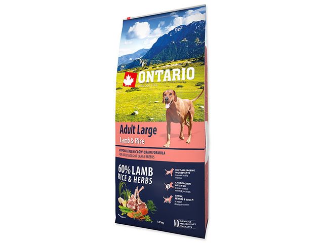 Obrázek produktu Krmivo Ontario Adult Large Lamb &amp, Rice 12kg