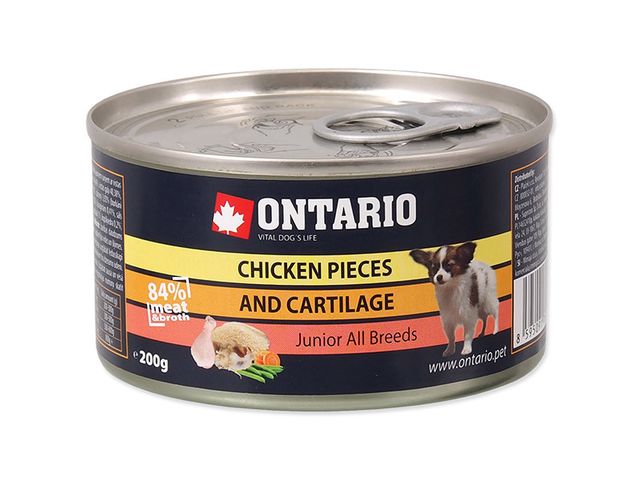 Obrázek produktu Konzerva Ontario Junior Chicken Pieces + Cartilage 200g