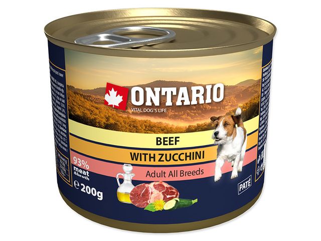 Obrázek produktu Konzerva Ontario Beef, Zucchini, Dandelion and linseed oil 200g