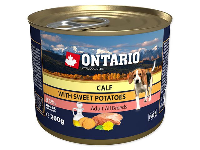 Obrázek produktu Konzerva Ontario Calf, Sweetpotato, Dandelion and linseed oil 200g