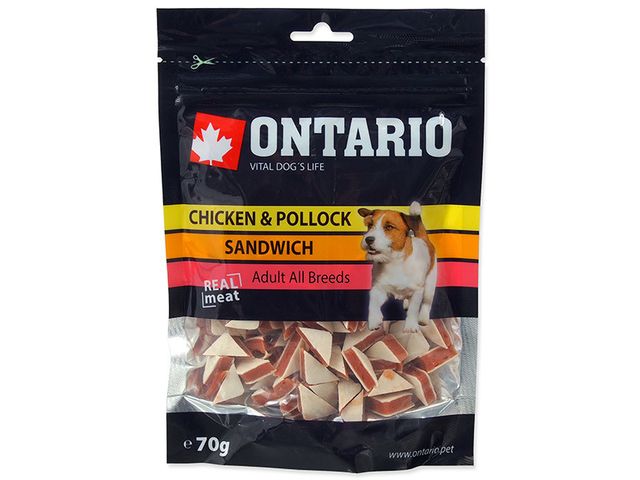 Obrázek produktu Tyčinka na žvýkání Ontario Snack Chicken Jerky Sandwich 70g
