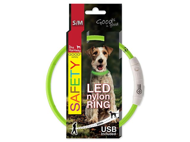 Obrázek produktu Obojek svítící Dog Fantasy LED z nylonu zelený 45cm