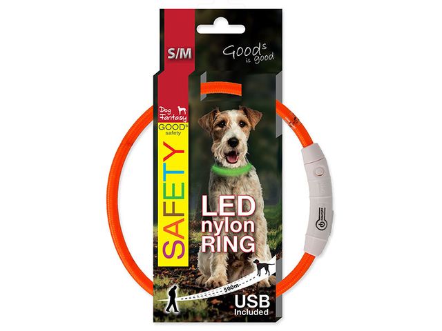 Obrázek produktu Obojek svítící Dog Fantasy LED z nylonu oranžový 45cm