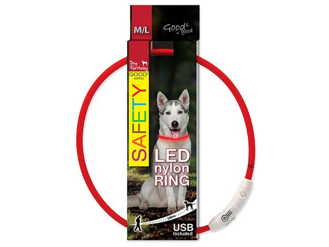 Obrázek produktu Obojek svítící Dog Fantasy LED z nylonu červený 65cm