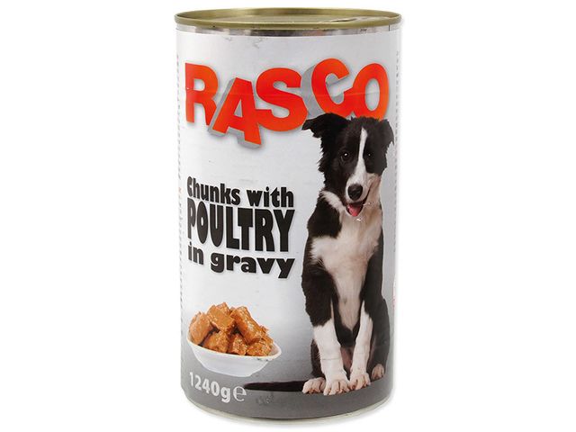 Obrázek produktu Konzerva Rasco Dog drůbeží kousky ve šťávě 1240g