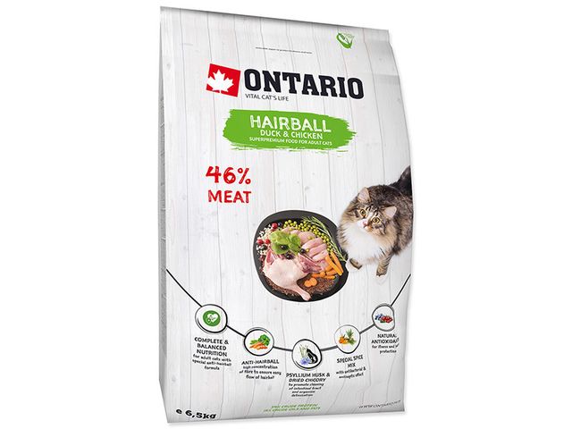 Obrázek produktu Granule Ontario Cat Hairball 6,5kg