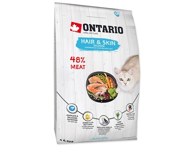 Obrázek produktu Granule Ontario Cat Hair & Skin 6,5kg