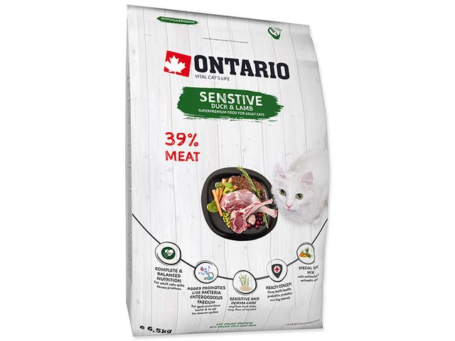 Obrázek produktu Granule Ontario Cat Sensitive/Derma 6,5kg