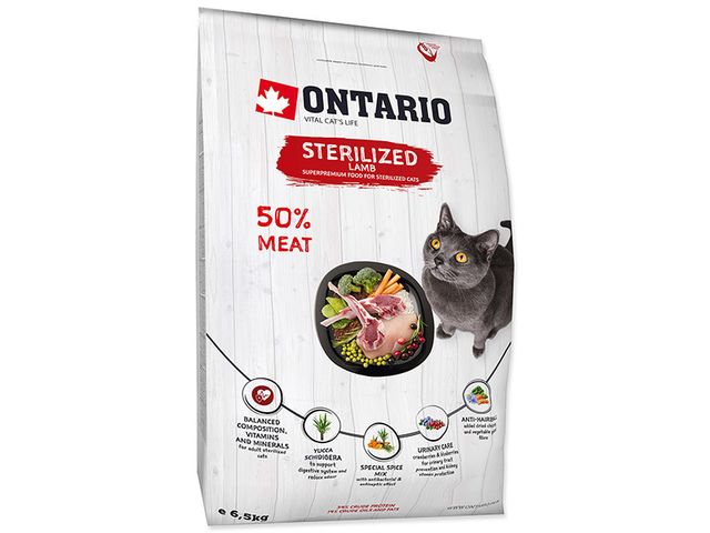 Obrázek produktu Granule Ontario Cat Sterilised Lamb 6,5kg