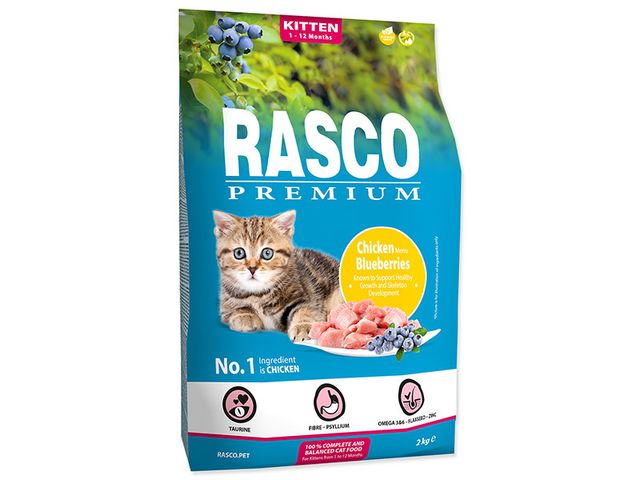 Obrázek produktu Krmivo pro koťata Rasco Premium, Chicken, blueberries 2kg
