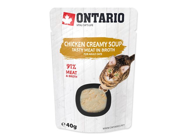 Obrázek produktu Konzerva Ontario Cat Soup Chicken & Cheese with rice 40g