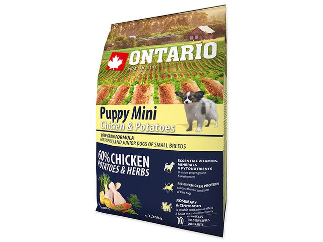 Obrázek produktu Granule Ontario Puppy Mini Chicken & Potatoes 2,25kg