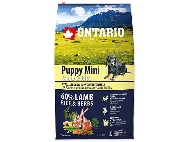 Obrázek produktu Granule Ontario Puppy Mini Lamb & Rice 6,5kg