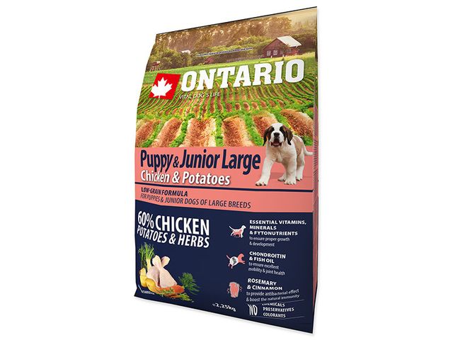 Obrázek produktu Granule Ontario Puppy & Junior Large Chicken & Potatoes 2,25kg