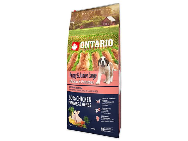 Obrázek produktu Granule Ontario Puppy & Junior Large Chicken & Potatoes 12kg