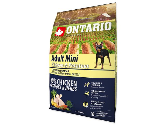 Obrázek produktu Granule Ontario Adult Mini Chicken & Potatoes 2,25kg