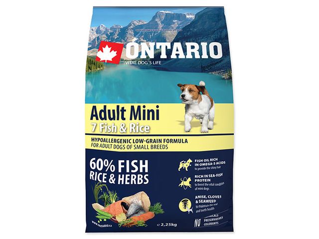 Obrázek produktu Granule Ontario Adult Mini Fish & Rice 2,25kg