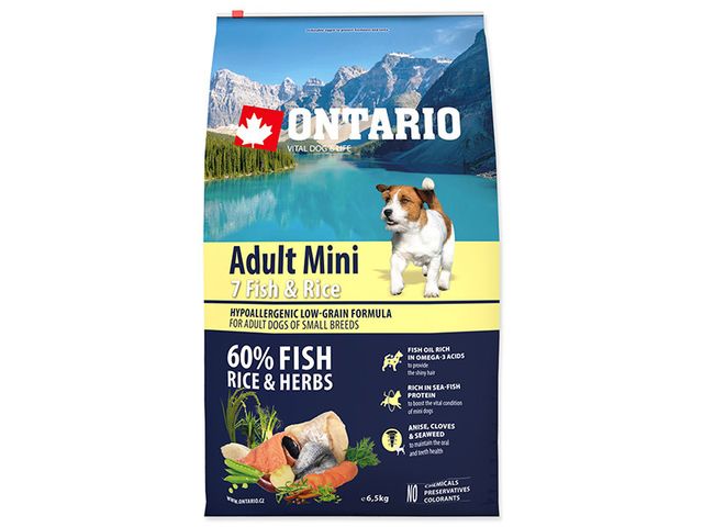 Obrázek produktu Granule Ontario Adult Mini Fish & Rice 6,5kg