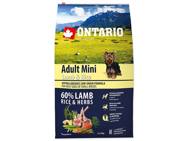 Obrázek produktu Granule Ontario Adult Mini Lamb & Rice 6,5kg