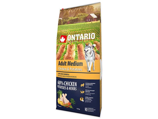 Obrázek produktu Granule Ontario Adult Medium Chicken & Potatoes 12kg