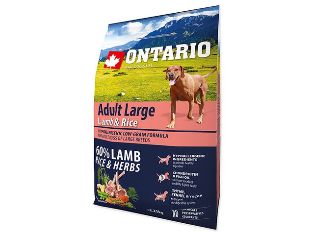 Obrázek produktu Granule Ontario Adult Large Lamb & Rice 2,25kg