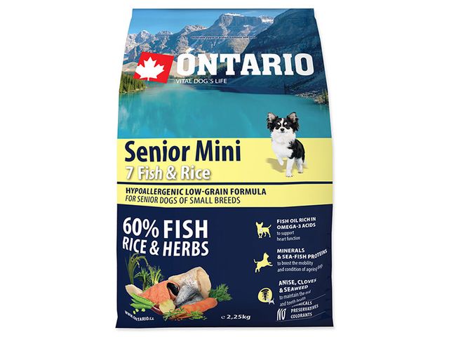 Obrázek produktu Granule Ontario Senior Mini Fish & Rice 2,25kg