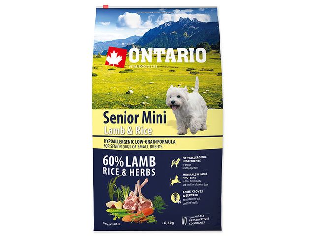 Obrázek produktu Granule Ontario Senior Mini Lamb & Rice 6,5kg
