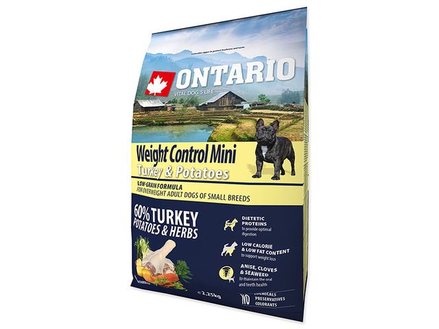 Obrázek produktu Granule Ontario Mini Weight Control Turkey & Potatoes 2,25kg