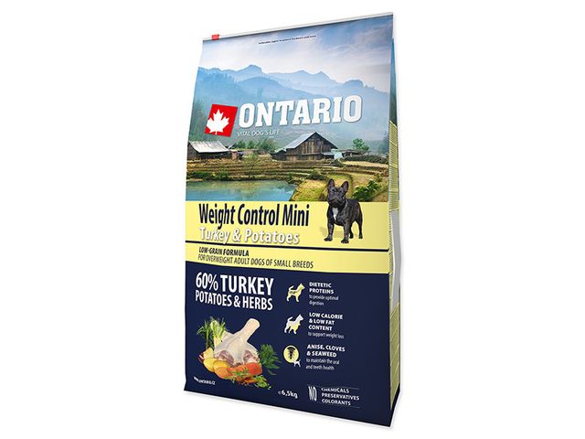Obrázek produktu Granule Ontario Mini Weight Control Turkey & Potatoes 6,5kg