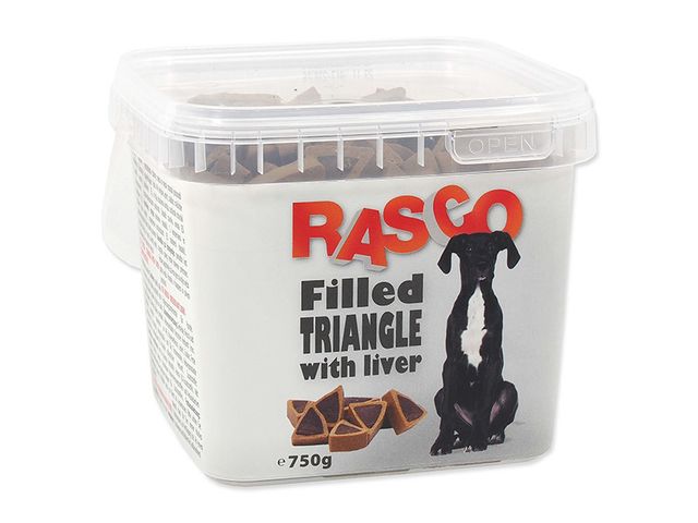 Obrázek produktu Pochoutka Rasco plněný trojúhelníček s játry 1cm 600g