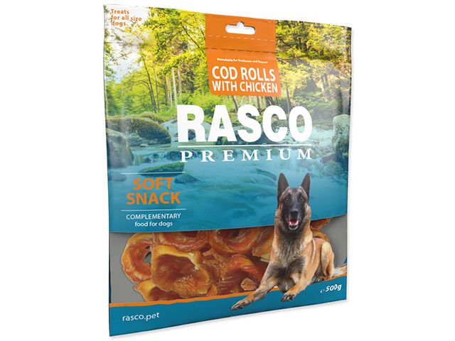 Obrázek produktu Pochoutka Rasco Premium tresčí rolky obalené kuřecím masem 500g
