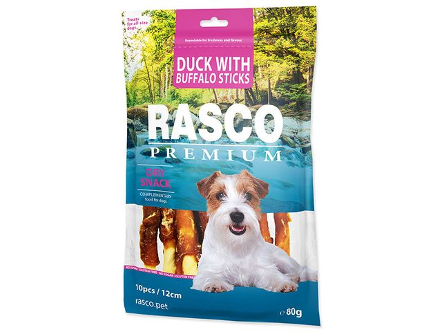 Obrázek produktu Pochoutka Rasco Premium tyčinky bůvolí obalené kachním masem 80g