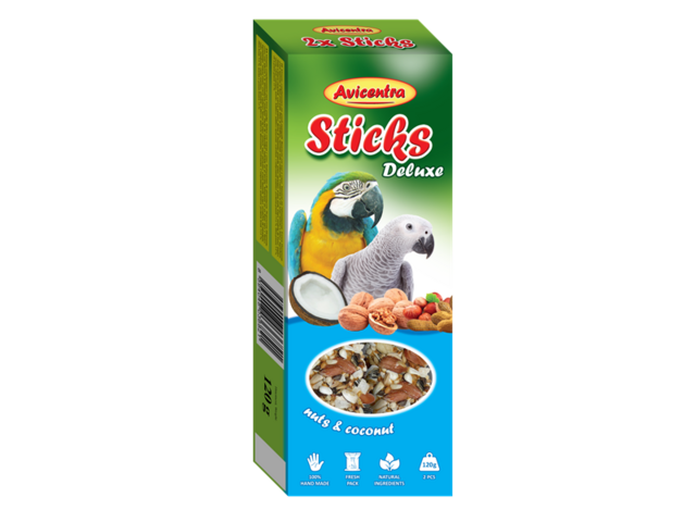 Obrázek produktu Tyčinka Avicentra Deluxe velký papoušek, s ořechy a kokosem 2ks