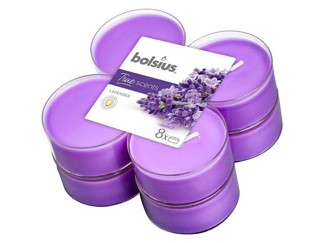 Obrázek produktu Svíčka vonná čajová maxi Lavender, 8ks, Bolsius