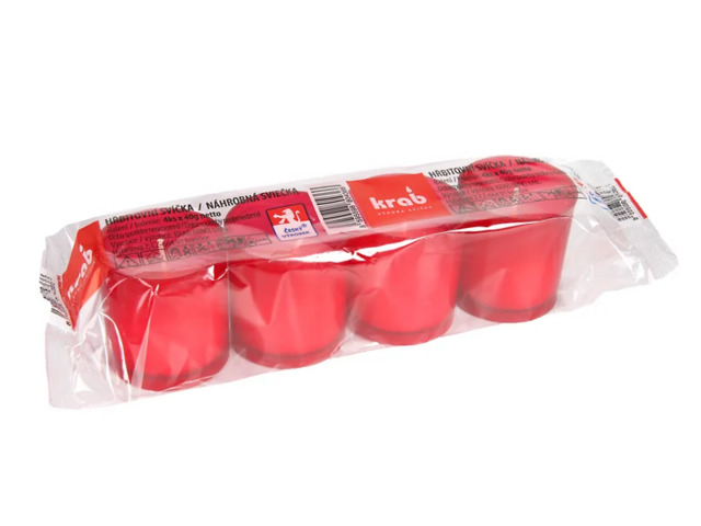 Obrázek produktu Svíčka hřbitovní bez víčka vklad 40g, 14 hodin červená 4ks