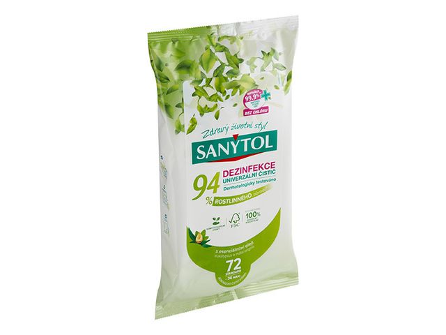Obrázek produktu Sanytol dezinfekční univerzální čistící utěrky, 94% rost. původu 72 ks