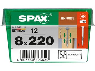 Vrut 8x220, HI.FORCE, talířová hlava, T-STAR plus, WIROX, 12 ks (L)