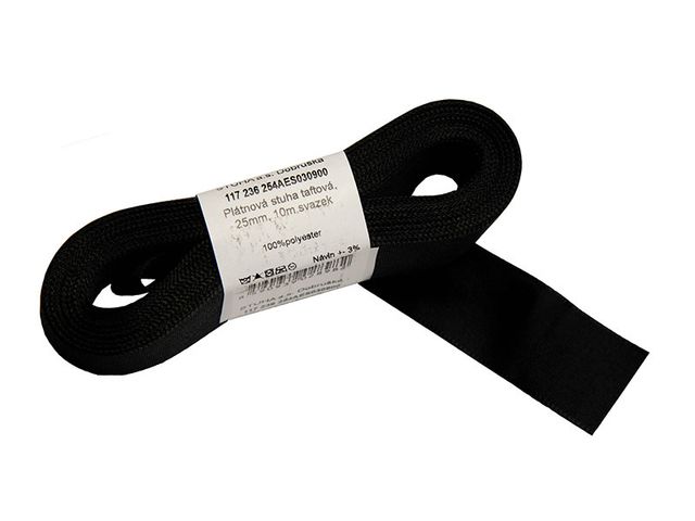 Obrázek produktu Stuha plátnová taftová černá 25mm, svazek 10m