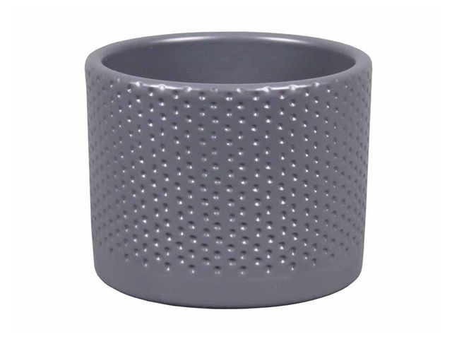 Obrázek produktu Obal keramický kaktusový Zeus Dots, pr.10cm, v.9cm, tm. Šedý