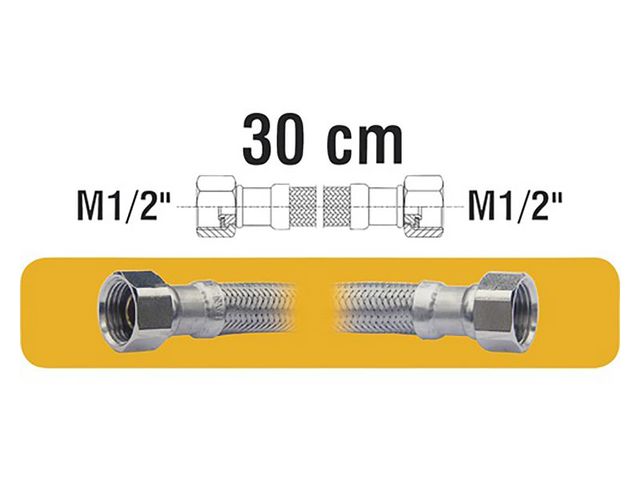 Obrázek produktu Hadice nerez F1/2xF1/2x30cm pro připojení vodárny, čerpadla