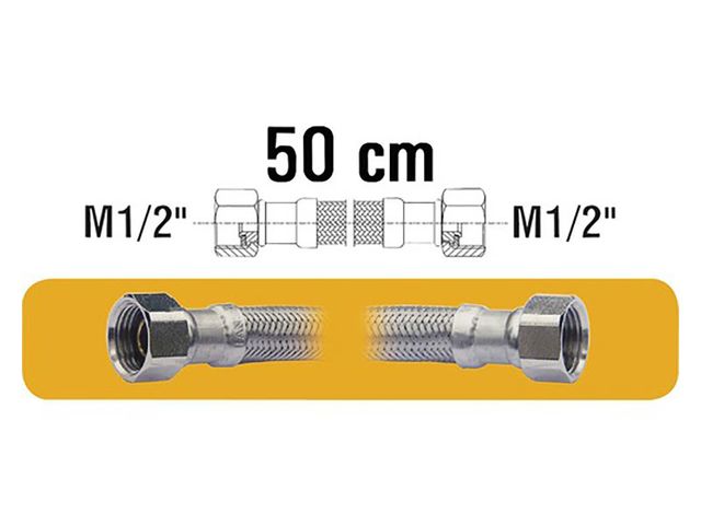 Obrázek produktu Hadice nerez F1/2xF1/2x50cm pro připojení vodárny, čerpadla