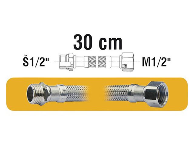 Obrázek produktu Hadice nerez F1/2xM1/2x30cm pro připojení vodárny, čerpadla