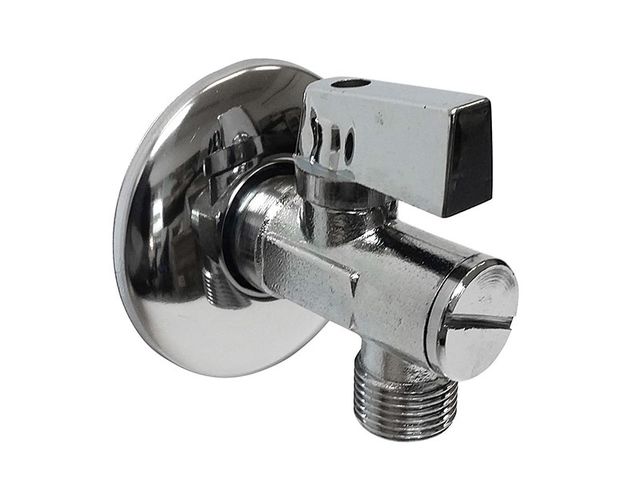 Obrázek produktu Ventil rohový 1/2,x 3/8, 6 cm, kul. s kovou páčkou, filtrem a růžicí, bez mat