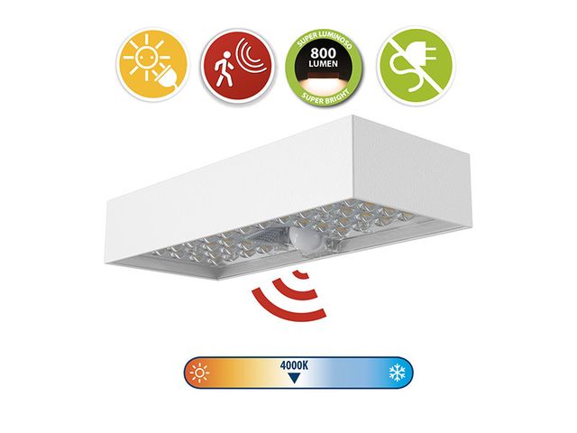 Obrázek produktu Světlo nástěnné solární LED se senzorem 800lm bílé IP65